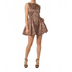 NEW GILNER FARRAR adrianne mini dress in kaleidoscope leopard print